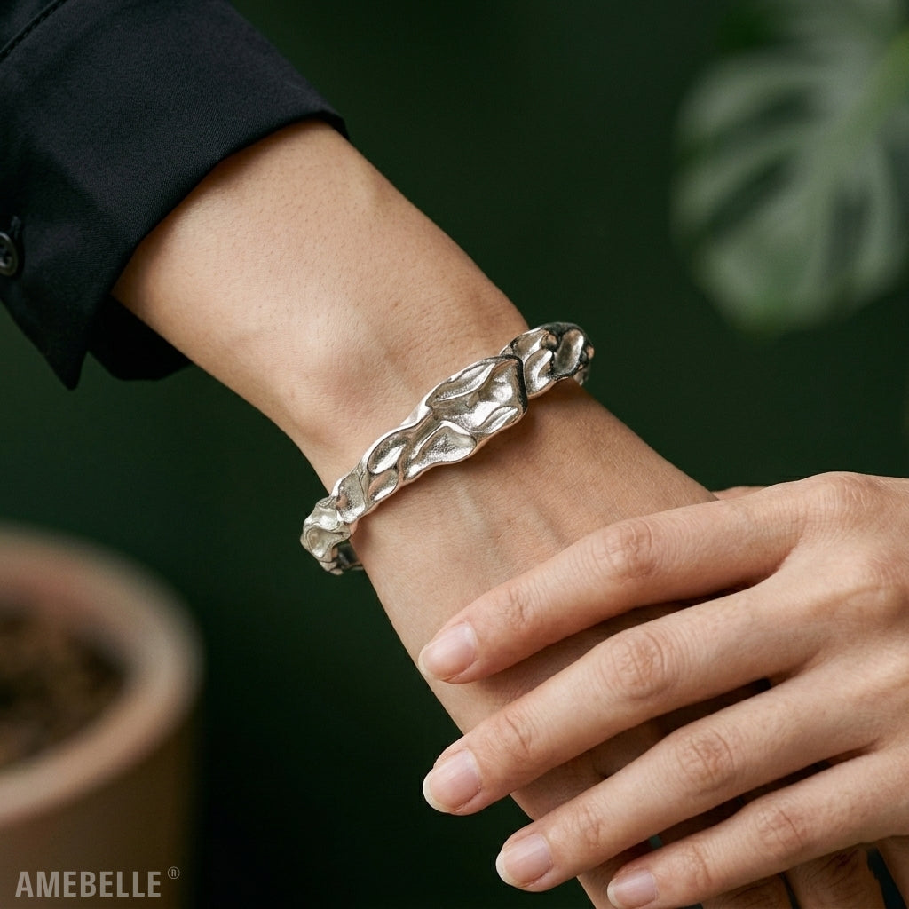 Amebelle® - Textured Rock BOLD Statement Bangle