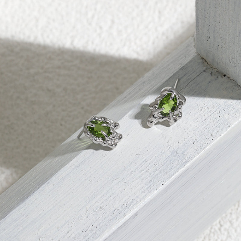 Amebelle® - Olive Green Lava Textured Earrings