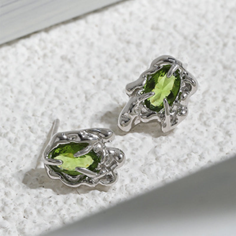Amebelle® - Olive Green Lava Textured Earrings