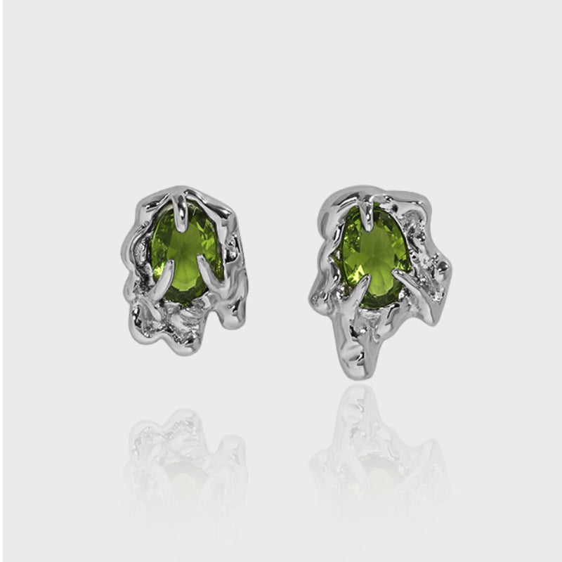 Amebelle® - Olive Green Lava Textured Earrings